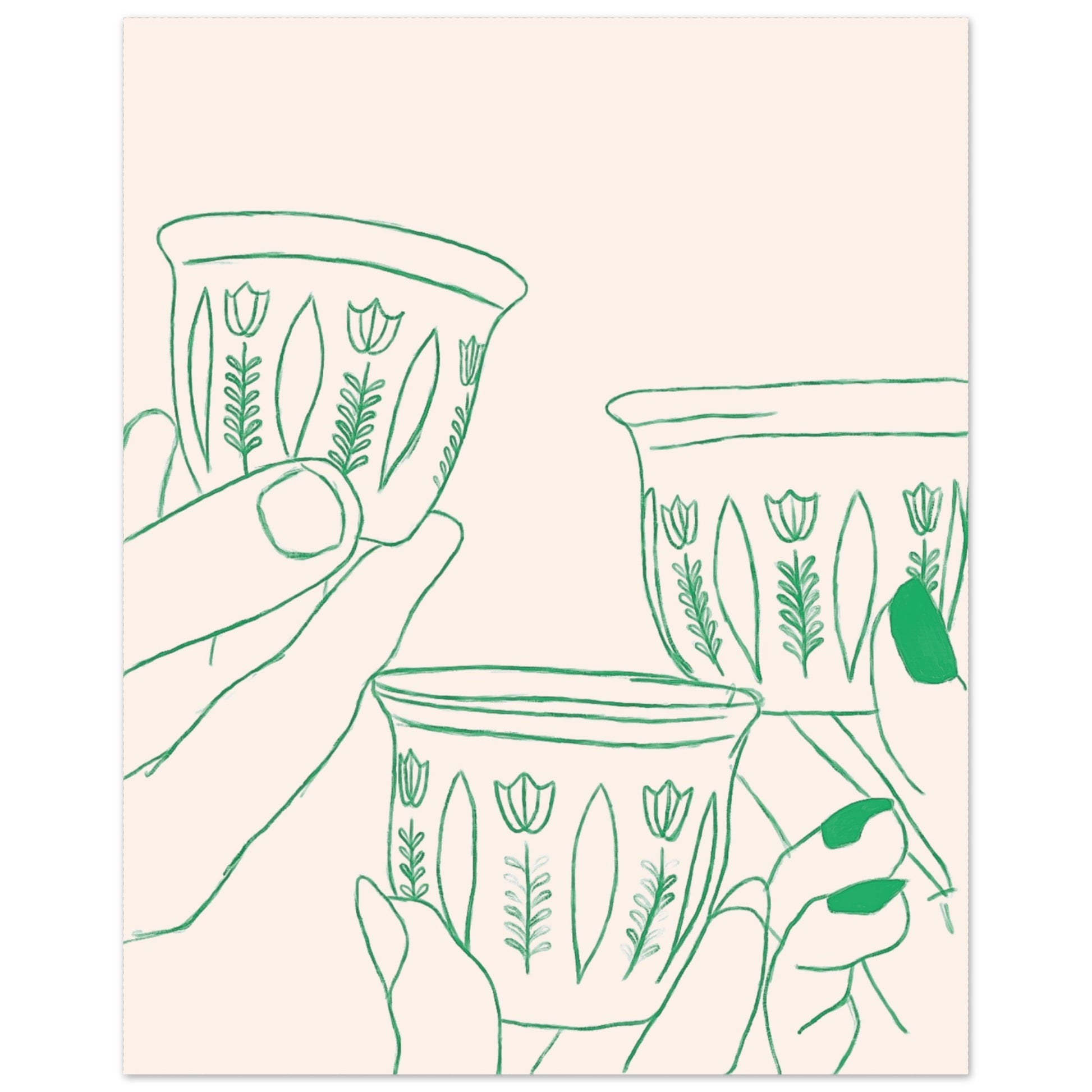 lebanese green coffee cups illustration 