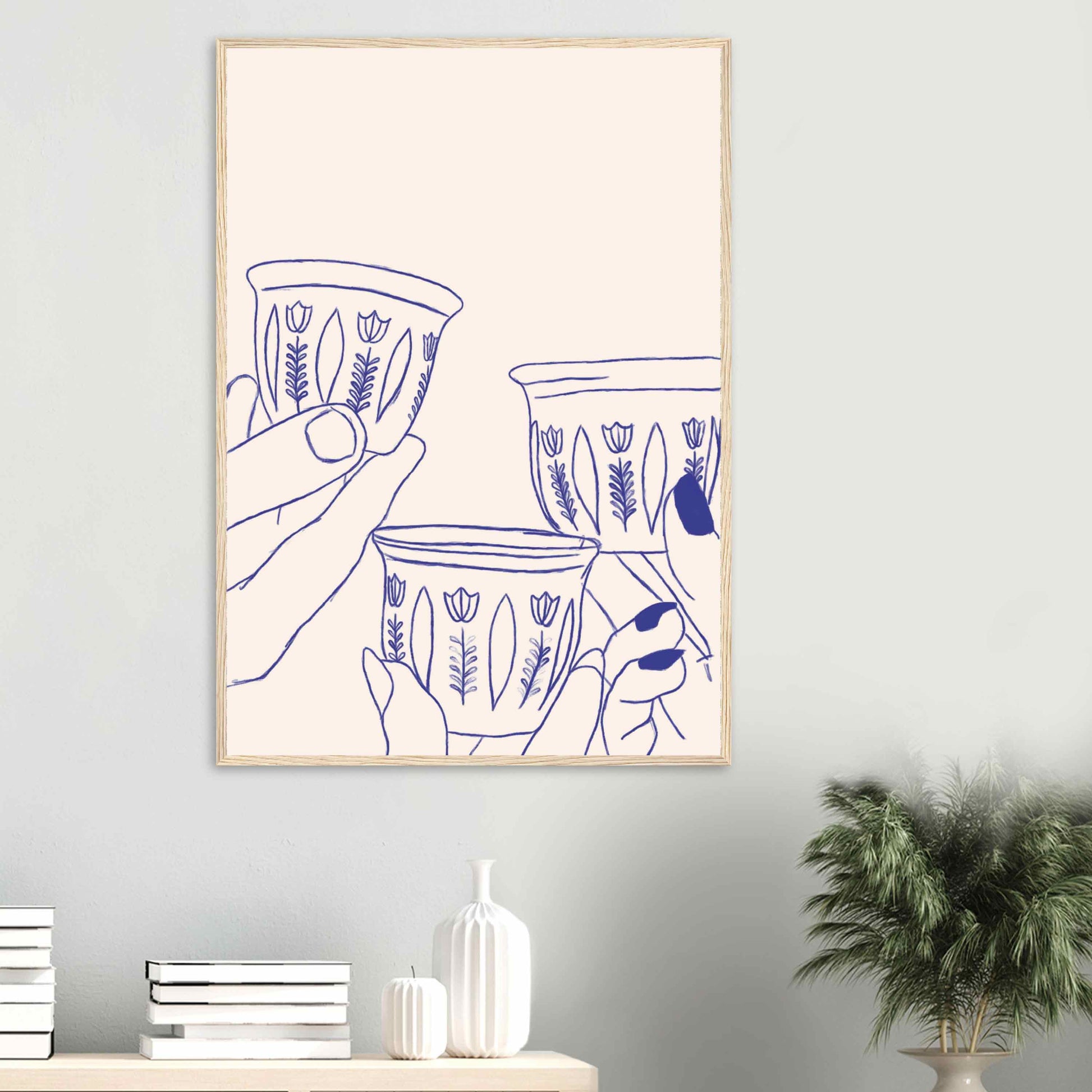 lebanese blue coffee cups illustration 