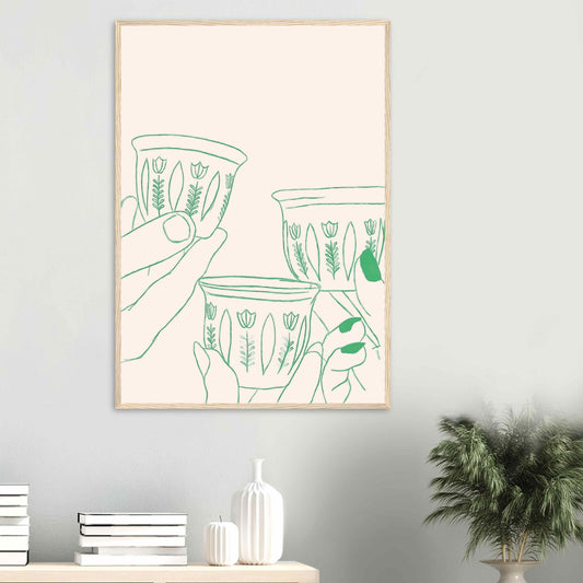 lebanese red coffee cups wall art