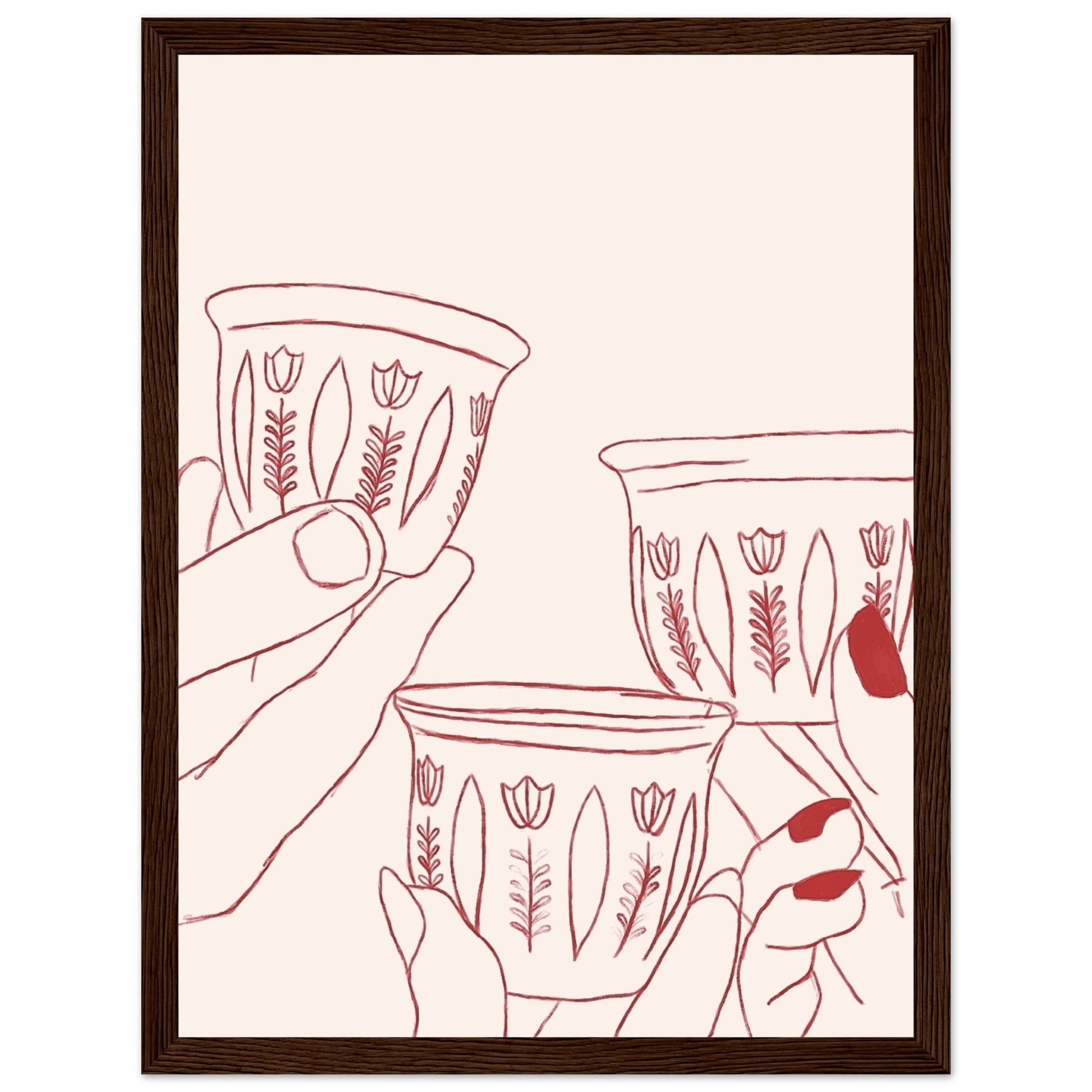 lebanese red coffee cups art print