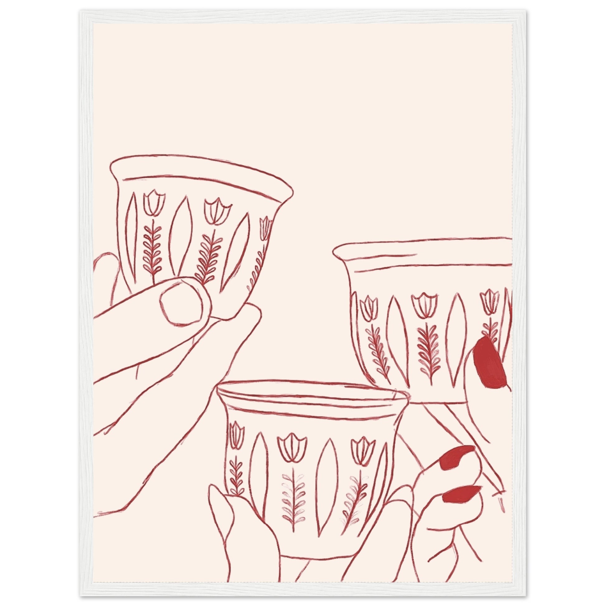 lebanese red coffee cups illustration 